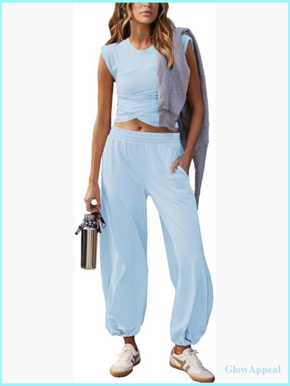 Women 2 Piece Loungewear Set Cropped Top Jogger Sweatsuit